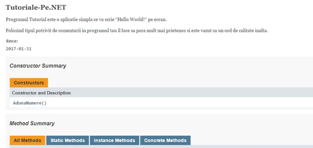 Java – Comentariile pentru documentatie (Javadoc)